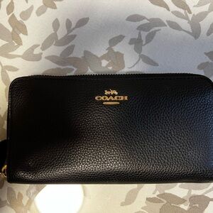 Black leather coach wallet
